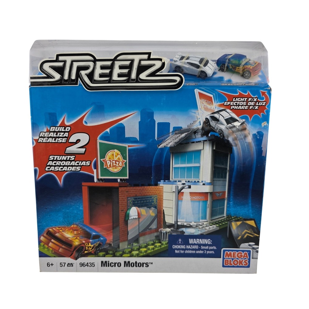 Mega Bloks Streetz Micro Motors Pizza Shop Set 57pc Blue NEW‎ Gift Collectible